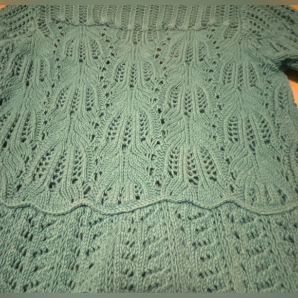 Women’s Style & Co. Dress Knit Cotton Sweater Blue Turquoise Medium snap Buttons - Picture 11 of 12